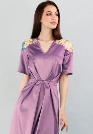 Rochie cu pliuri lila 36 1