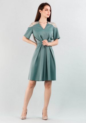 Rochie cu pliuri turcoaz 36 1