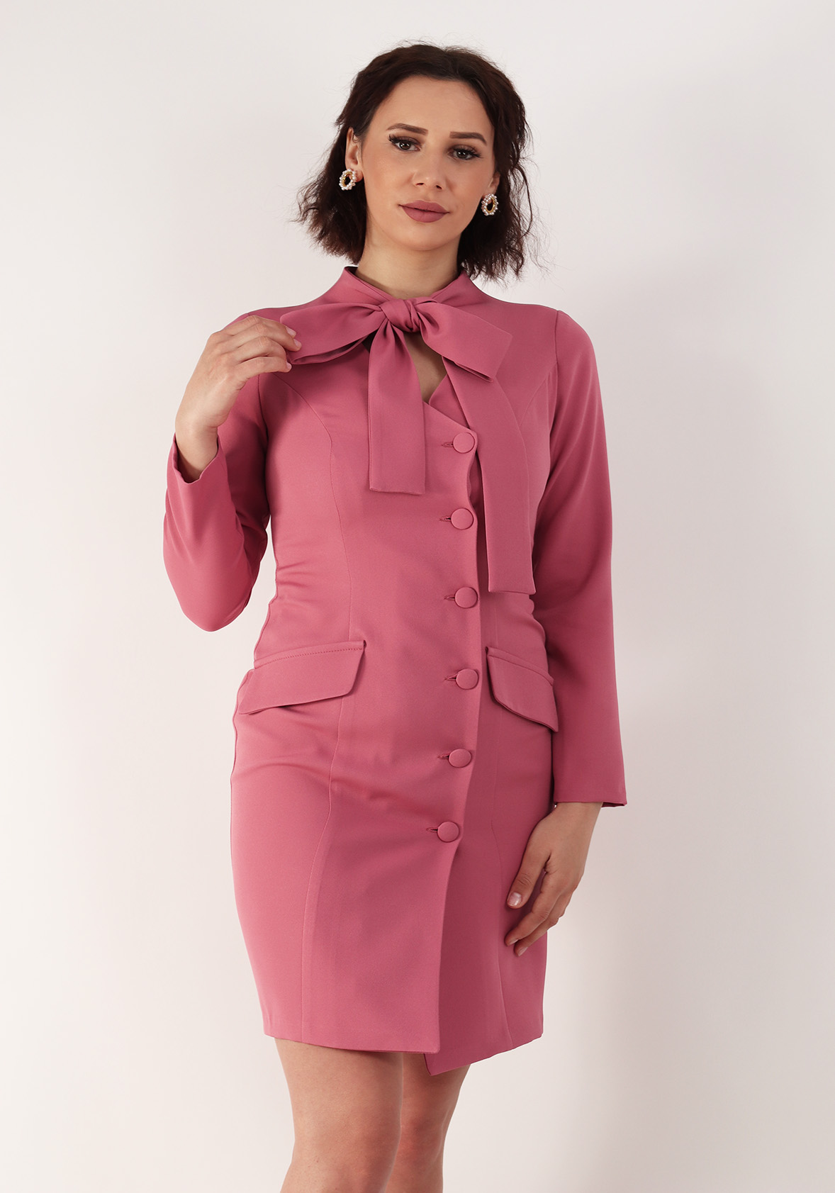 Rochie tip sacou din barbi somon 36 5