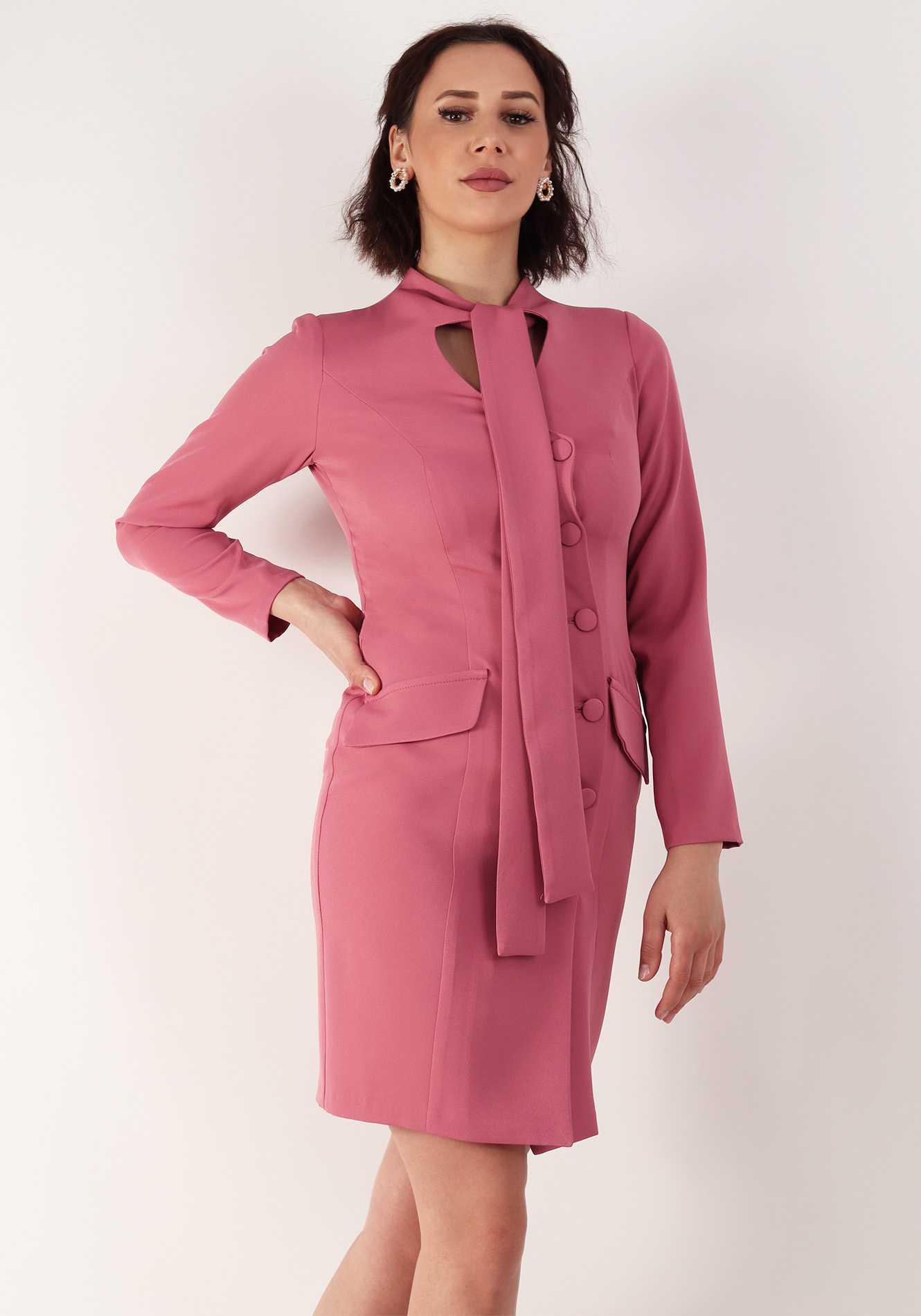 Rochie tip sacou din barbi somon 36 4