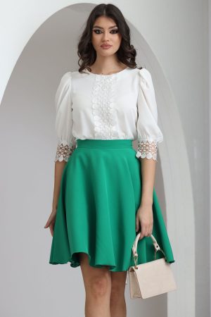 Fusta Fofy verde in clos cu buzunare 1