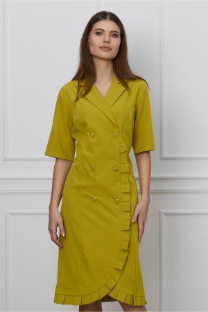 Rochie Anemona lime tip sacou cu volanas 1