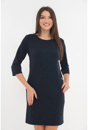 Rochie bleumarin cu fir stralucitor discret 1