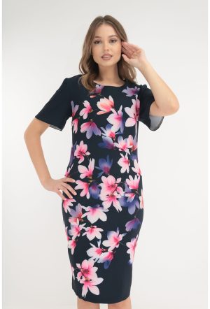 Rochie bleumarin cu print floral maxi 1