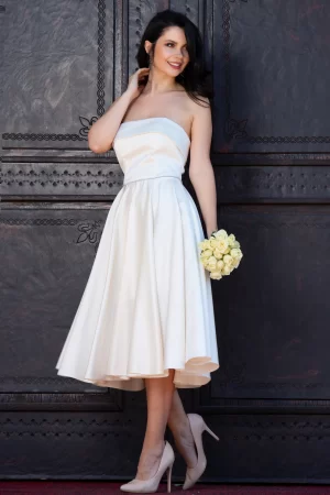 Rochie de cununie butter Nancy in clos cu strassuri in talie 1