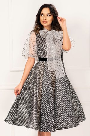 Rochie de lux eleganta din organza in clos cu funda maxi 1