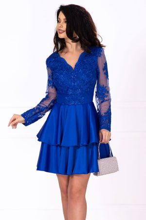 Rochie de ocazie baby-doll eleganta cu dantela si volane 1