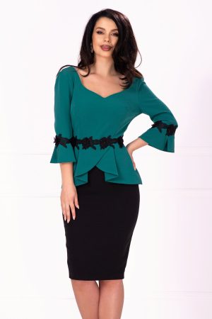 Rochie de ocazie bicolora cu insertii 1