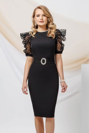 Rochie de ocazie Pretty Girl conica cu banda cu perle la gat 1