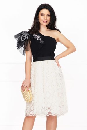 Rochie de ocazie Venezia bicolora in clos cu fulgi si pietre decorative 1