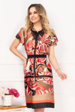 Rochie de vara Venezia din vascoza cu imprimeu geometric 1