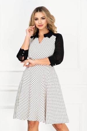 Rochie InPuff de zi in clos cu imprimeu buline si maneci din voal 1