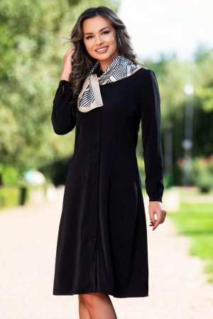 Rochie de zi Effect tip camasa accesorizata cu esarfa eleganta 1