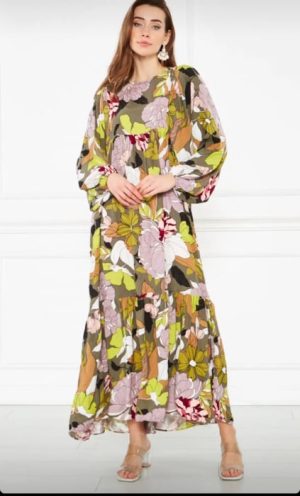 Rochie multicolora cu volane si imprimeu floral 1