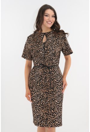 Rochie dreapta maro cu animal print 1