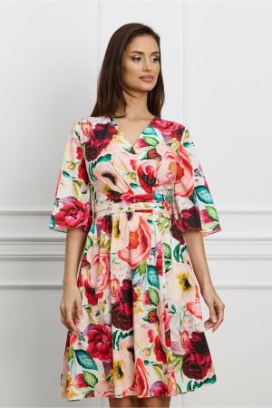 Rochie Dy Fashion alba cu imprimeu floral maxi 1