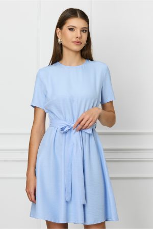 Rochie Dy Fashion bleu cu cordon in talie 1