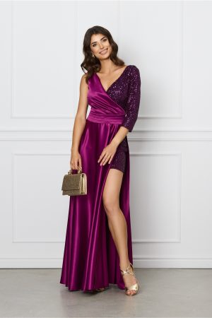 Rochie DY Fashion lunga mov cu paiete 1