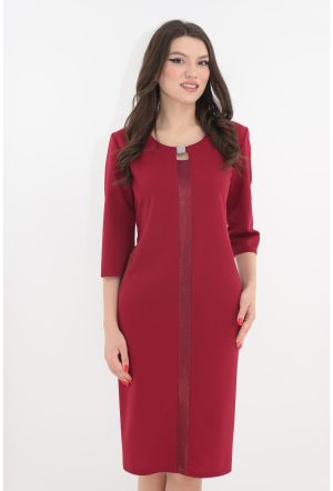 Rochie eleganta bordo cu benzi decorative cu sclipici 1