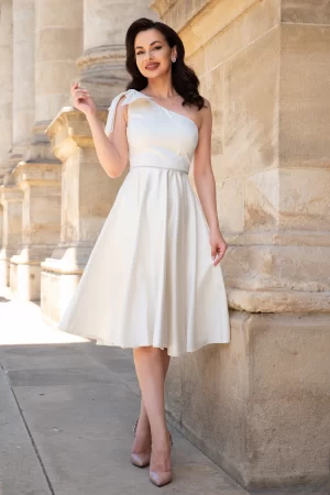 Rochie eleganta de cununie in clos Marisilia cu funda pe umar 1