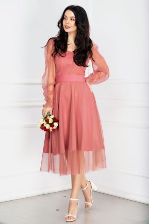 Rochie eleganta din lurex rose in clos 1