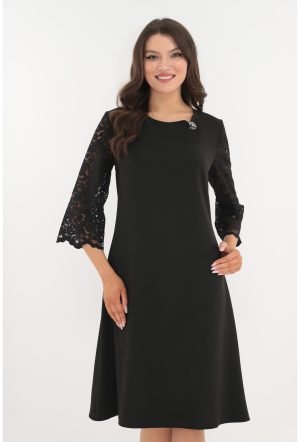 Rochie eleganta neagra cu maneci din dantela 1