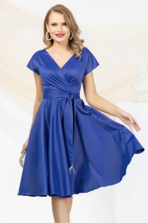 Rochie eleganta Pretty Girl albastru royal in clos cu cordon detasabil 1