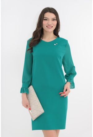 Rochie eleganta verde cu maneci din voal 1