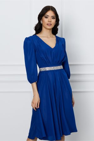 Rochie Ella Collction Inna albastra cu cordon stralucitor in talie 1