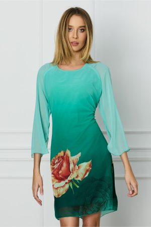 Rochie Ella Collection verde cu imprimeu floral 1