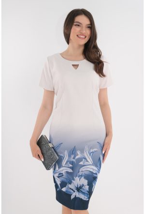 Rochie ivory din brocard cu bordura florala 1