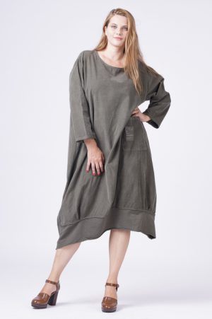 Rochie lalea din catifea reiata kaki 1