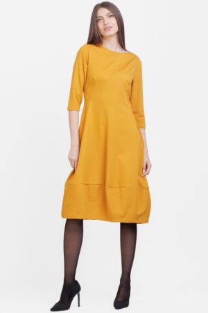 Rochie lalea din jerseu de bumbac, mustar 1