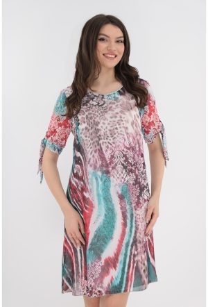 Rochie lejera din voal cu imprimeu abstract multicolor 1