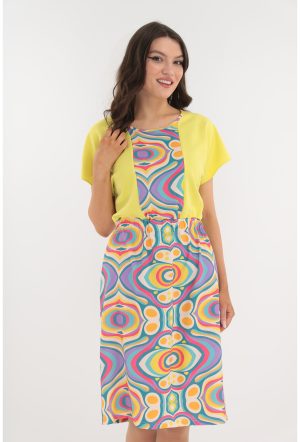 Rochie lejera galbena cu elastic in talie 1