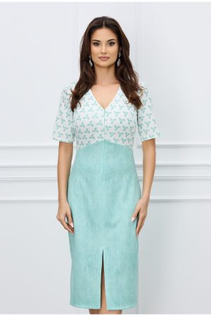 Rochie Madalina vernil cu imprimeu la bust 1