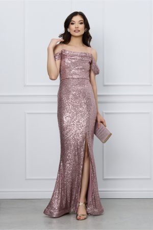 Rochie Mara roz lunga din paiete 1