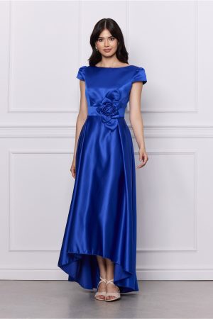 Rochie MBG albastra lunga cu floare in talie 1