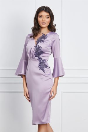 Rochie MBG lila cu broderie din margele si paiete 1