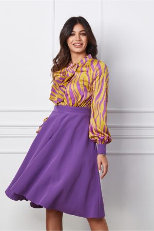 Rochie MBG mov cu imprimeu verde lime la bust 1