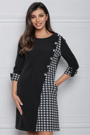 Rochie MBG neagra cu imprimeu picior de cocos 1