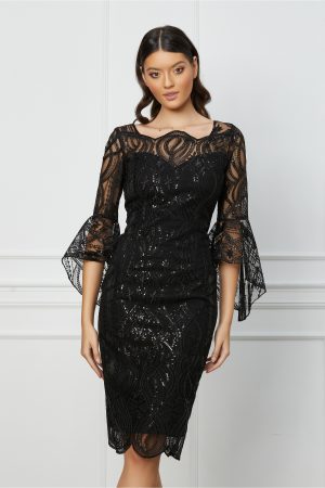 Rochie MBG neagra din dantela cu paiete 1