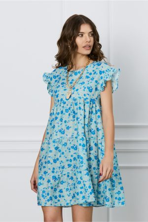 Rochie Miruna bleu cu imprimeu floral 1