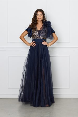 Rochie Moze bleumarin cu paiete la bust 1