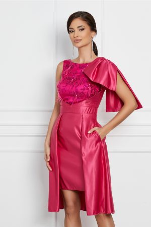 Rochie Moze fucsia cu paiete si funda 1