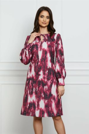 Rochie Moze magenta cu imprimeuri albe 1