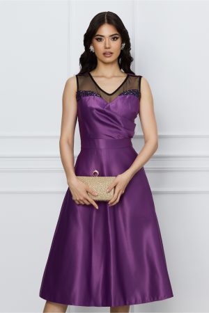 Rochie Moze mov cu tull si paiete la bust 1