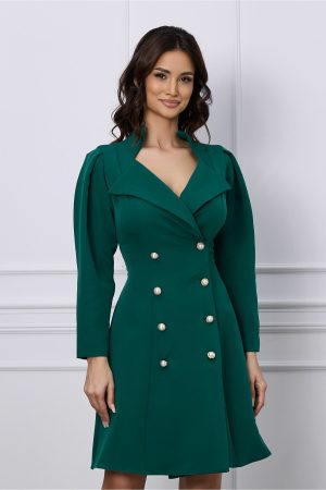 Rochie Moze verde tip sacou cu doua randuri de nasturi 1