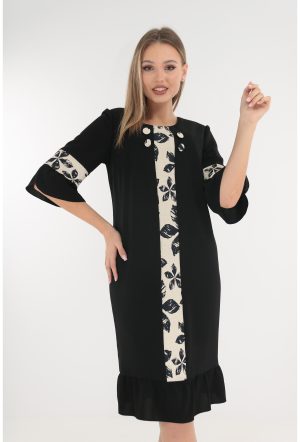 Rochie neagra cu banda din brocart ivory 1