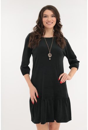 Rochie neagra din catifea cu volanas la tiv 1